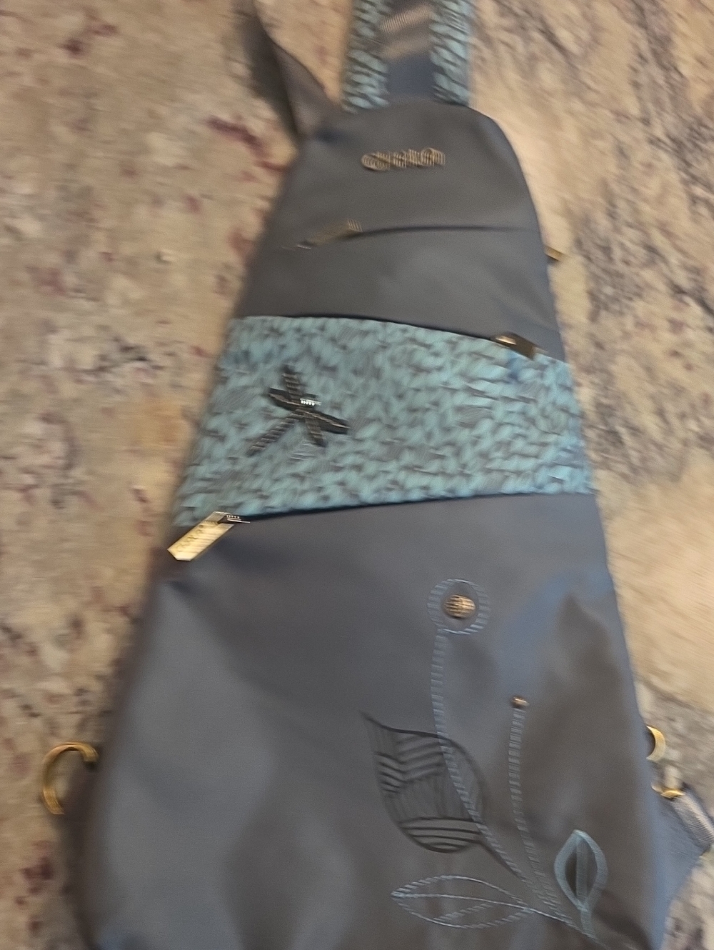 Chala Blue Patterned Accent Crossbody Sling Bag. 16x8